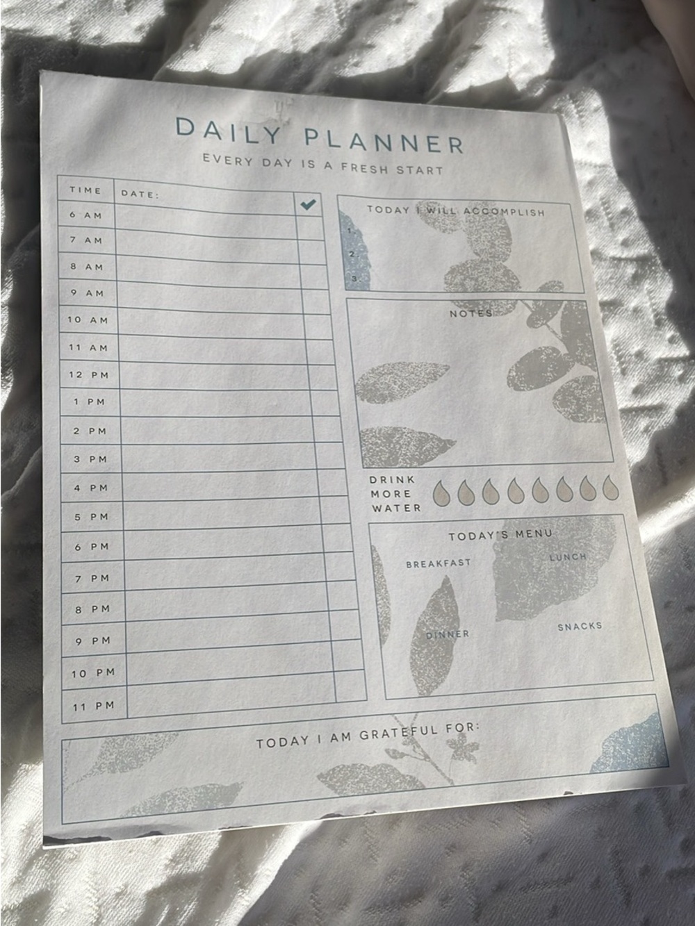 Daily Planner Notepad — Sage Green